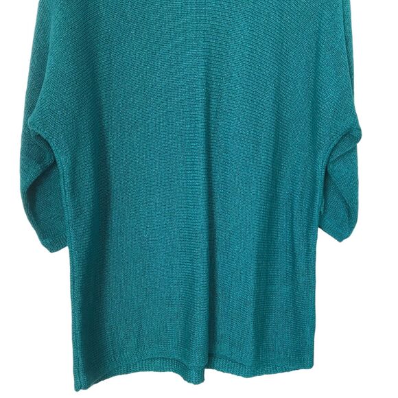 Chicos Top Size 2 (12-14) Green Crossback Pullover 3/4 Sleeve Knit Sweater - Picture 3 of 11